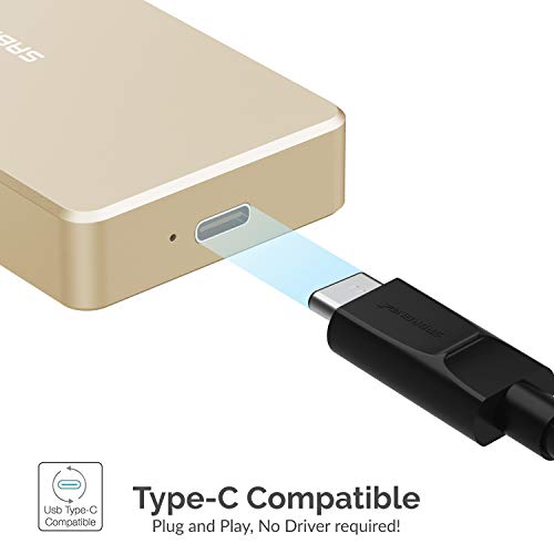 Caja externa USB Type-C para SSD M.2 NVMe de aluminio dorado miniatura 3