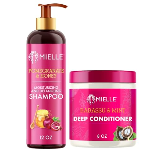 Mielle Organics Babassu & Mint Deep Conditioner with Pomegranate & Honey Shampoo