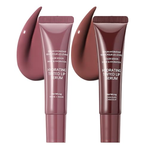 Image of FeiCuiYun 2Pcs Lip Tinted Glowy Balm Hydrating Tinted Lip Serum Lip Gloss, Ultra-Hydrating Natural Vegan Lip Balm, Sheer-Tinted Shine & Hydration, Soothes & Softens Dry Lips Skincare 05+06