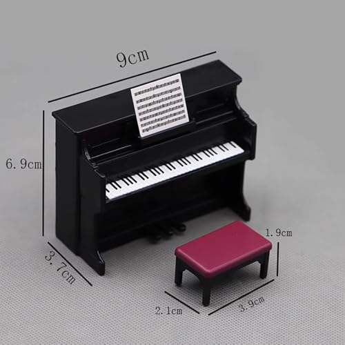 Miniatur Schwarze Klavier & Hocker Simulative Piano Modell Puppenhaus Dekoration Zubehör Mini Ornament Haus Garten Möbel Deko
