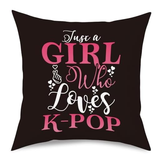 NGLIV K-pop Decor, Just a Girl Who Loves K-pop Room Decor, Girls K-pop Gifts Rustic Anime Lovers Throw Pillow Covers for Home Living Room Girl Bedroom Decoration Gifts
