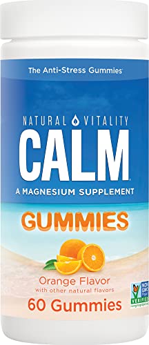 Natural Vitality Calm, Magnesium Citrate Supplement, Stress Relief Gummies, Supports A Healthy Response To Stress, Gluten Free, Vegan, Orange, 60 Gummies #TOP30