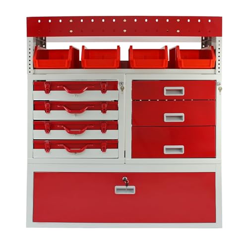 Estantería para Furgonetas Firecracker | Almacenamiento de Herramientas con Cajones con Cerradura, Cajas Extraíbles y Armario | Estructura de Acero Robusto, Capacidad 60kg | 101,6cm x 117,8cm x 36cm Estantería para Furgonetas Firecracker | Almacenamiento de Herramientas con Cajones con Cerradura, Cajas Extraíbles y Armario | Estructura de Acero Robusto, Capacidad 60kg | 101,6cm x 117,8cm x 36cm