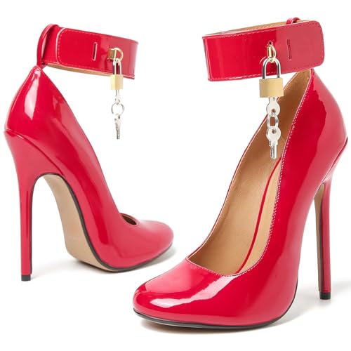 F&A LOVING Women's 6 Inch Stiletto Heel Fetish Pump with Lock and Key4
