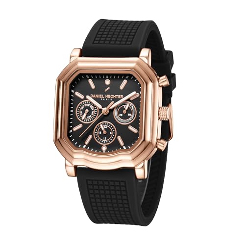 Image of Daniel Hechter Paris Moulin Collection Analog Watch for Men with Square Case, Luminous Hands & Markers, Multifunction Dial and Silicone Strap