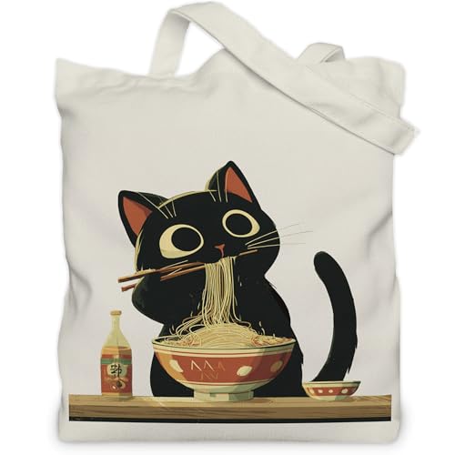 Blackcat Ramen Tote Bag for Women with Inner Pocket