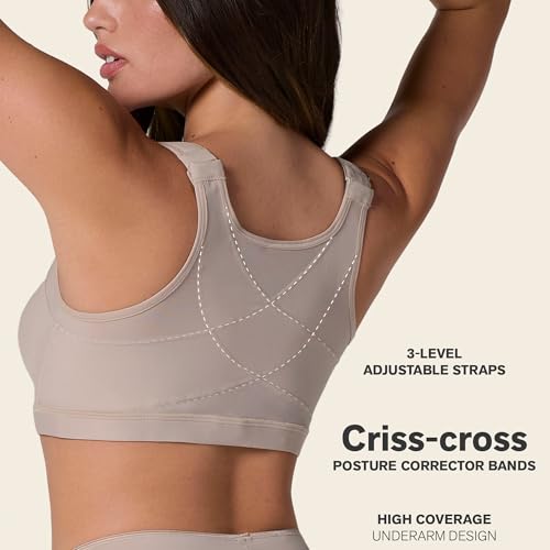 Image of Leonisa Multi-Functional - Posture Corrector Bra Wireless Front Closure Bra for Women Full Coverage