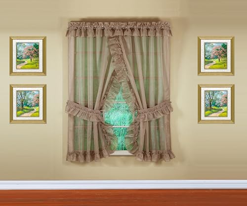 Image of Today's Curtain, Emelia Priscilla Sheer Pair 96 inch W x 84 inch L, Taupe, 5-Piece-Set