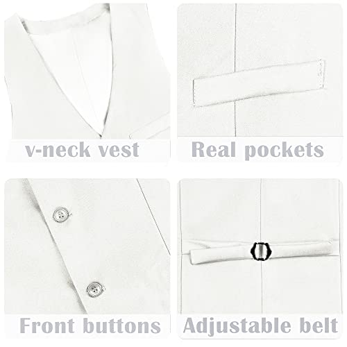 Xuelc Men's Suits Vest Slim Fit Ivory Vests V-Neck Waistcoat For Man Wedding Prom S #TOP3