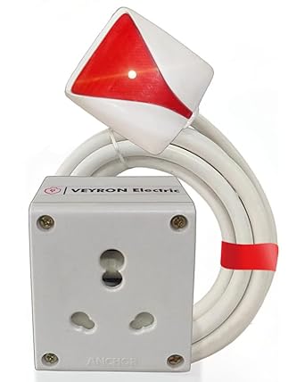 VEYRON Electric 16 amp Power Cube with led Indicator 3 pin Top | Single Socket with Safety Shutter | ISI Certified Cord | Heavy Duty (16A Top with 2.5MM Wire (3500W) ((2300W) 1.5sqmm, 3 Meter)