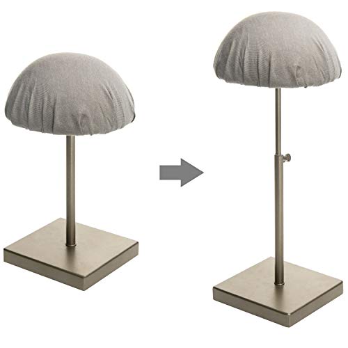 Mygift Premium Tabletop Bronze Metal Hat Stand And Wig Display Holder Rack With Fabric Covered Dome And Adjustable Height #TOP1