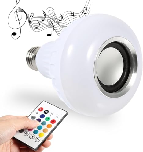 E27 RGB cambiante lámpara reproductor de música inalámbrico jugando con 24 teclas Control remoto LED lámpara con altavoz, 12w