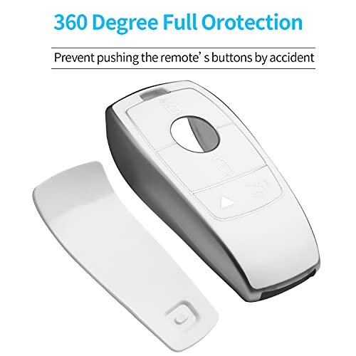 Image of Tukellen for Mercedes Benz Key fob Cover,Special Soft TPU Key Case Protector Compatible with 2017-2021 E-Class 2018-2021 S-Class 2019-2021 A-Class C-Class G-Class-White