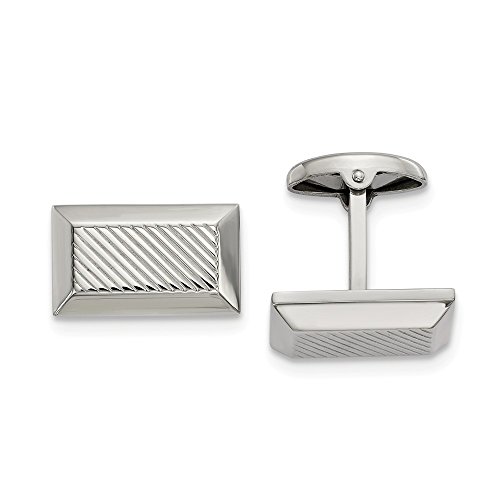 Mancuernillas rectangulares de acero inoxidable texturizadas para hombre miniatura 1