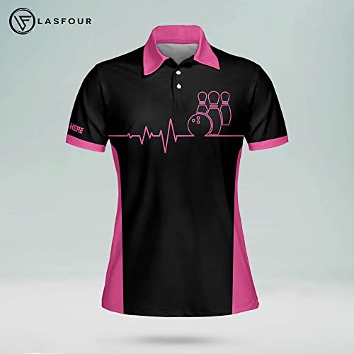LASFOUR Personalized 3D Bowling Shirts for Women, Custom Quick-Dry Bowling Shirts Short Sleeve Polo for Girls2