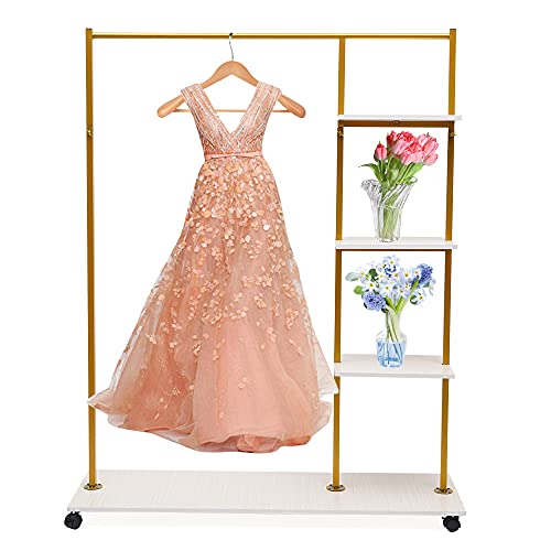 Fyssnn Perchero abierto con ruedas de 10 kg de capacidad de carga 120 x 36 x 150 cm para el hogar, tienda, fiesta, boda, diseño industrial