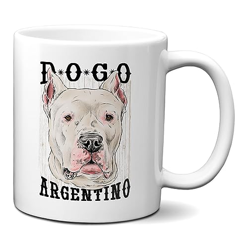 Planetacase - Caneca Dogo argentino - presente para amantes de cães - design original - 330 ml - adequada para micro-ondas e máquina de lavar louça - cerâmica, logótipo argentino