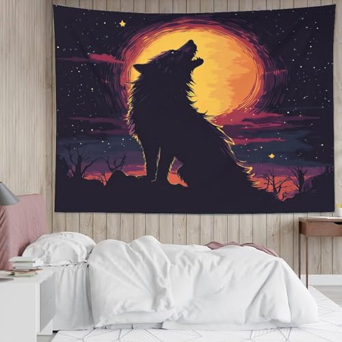 Couverture murale 3D loup grand format en polyester doux lavable - 5