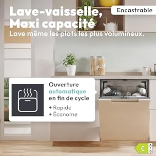 CANDY - Lave-Vaisselle Encastrable - 16 Couverts - Classe Énergétique C - Maxi Cuve, Cycle Rapide 35 min, Contrôle à Distance, Départ Différé - Blanc - 81,8 x 59,7 x 55,5 cm - Modèle CI 6C4F0A