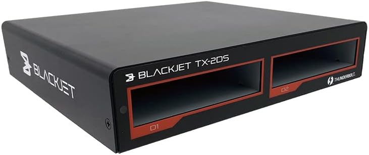 Blackjet TX-2DS Thunderbolt 3 Cinema Dock System – 2-Bay Modular Media & NVMe Workflow Dock for Pro Video Editing, DIT, and Studio Production – Thunderbolt 4 / USB4 Compatible – Apple Mac & Windows