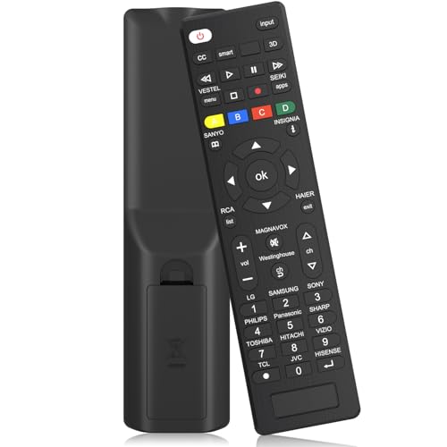 Reemplazo universal de mando a distancia para LG/Samsung/Sony/Toshiba/Sharp/Hitachi/TCL/Sanyo/Philips/Panasonic Smart TV - Configuración fácil de TV (Negro)