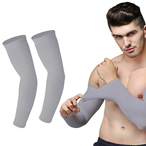 Image of INNERSTYLE Cotton UV Protection Arm Sleeves /Hand Socks - Fingerless, Sun Protection Gloves for Men and Women (Grey)