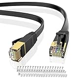 Cat 7 Ethernet Cable 50 ft, Shielded 10Gbps 600MHz, Support Cat 8 Network, Solid Flat Internet Compu