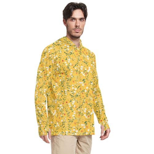 Autumn Flowers Orchid Yellow Sun Shirts Hoodies for Men Long Sleeve Beach Hoodies UPF 50 + Beach Shirt S2