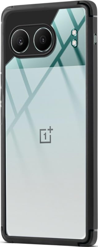 Image of Mr. Case Transparent case with Silicone Frame Back Cover for OnePlus Nord 4 5G | Shockproof Transparent Hard Back Shockproof Bumper - Transparent (Black Border)