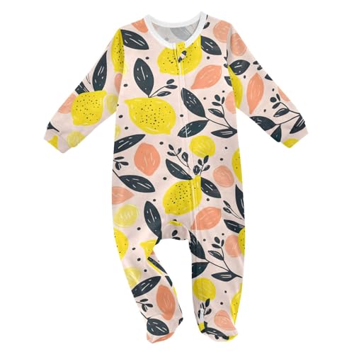 J JOYSAY Lemons Leaves Baby One-Piece Footies Cotton Baby Girl Pajamas Infant Pajamas for Baby 18M