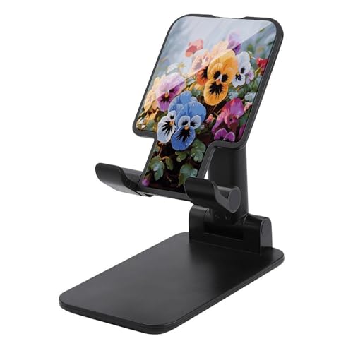 Support téléphone portable fleurs de pensées pour bureau