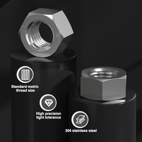 Écrou hexagonal M12 pour projets de bricolage, lot de 20 écrous inox 304 maison et atelier