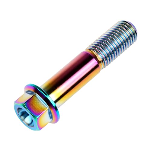 Image of Titanium Bolt M12 30 35 40 45 50 55 60 65 70 75 80 85 90mm Hex Small Flange Head for Motorcycle Car Modification Pack of 4 (M12x55mm Pitch 1.25, Multicolored)
