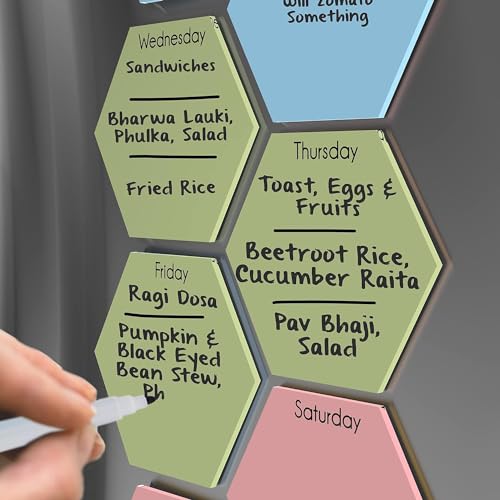 Image of Zesta Vinyl Magnetic Planner for Fridge | Cute Weekly Planner /Meal Planner with Marker | Rewritable Magnetic White Board for Fridge (Harry Potter 11X11 Inches) (Hexagon)