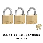Master Lock 140TRI Solid Brass Padlock with Key, 3 Pack - Image 5
