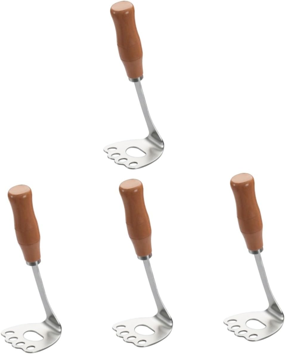 MAGICLULU 4pcs Ergonomic Potato Masher Stainless Steel Potato Presser for Mashed Fruit Puree Carrot Easy to Use Clean