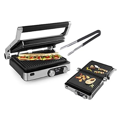 Digitaler 2000Watt Edelstahl Kontaktgrill mit & Timer Lowfat Indoorgrill Panini Multigrill Snackmaker, inklusive… – Bild 3