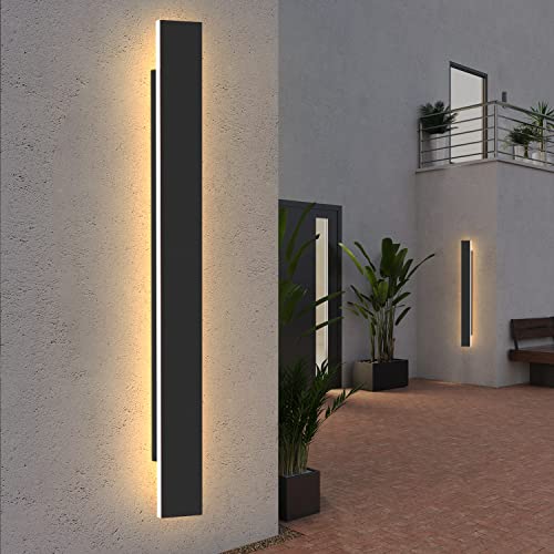 Mursche Wandleuchte LED außen Wandlampe - 32W Außenleuchte schwarz 3000K IP65 Wasserdicht lange Außenlampe 100CM Villa Außenwandleuchte aus Acryl Außenbeleuchtung für Hauswand Gärten Terrasse Cover