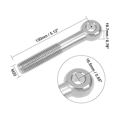 Image of uxcell M20 x 130mm Machinery Shoulder Swing Lifting Eye Bolt 304 Stainless Steel Metric Thread