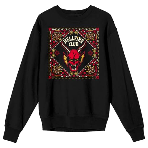 Bioworld Stranger Things Hellfire Club Logo Adult Black Crew Neck Sweatshirt-XL