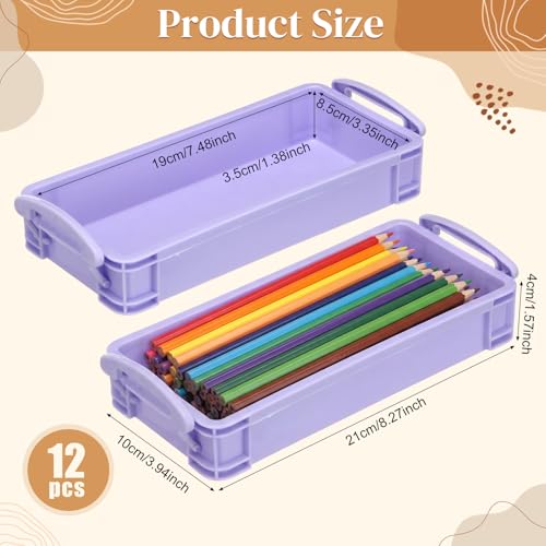 Image of Gueevin Large Capacity Plastic Pencil Box Clear Plastic Pencil Case Crayon Box with Snap Tight Lid Watercolor Pen Storage Brush Organizer Drawing Tools Container (Macaron Colors,12 Pcs)
