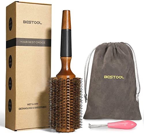 BESTOOL ロールブラシ ヘアブラシ ロール くし 木製 櫛 ヘアケア 高? コーム レディース メンズ ブロー カール 巻き髪 耐熱 人気 艶髪 美髪ケア (L)