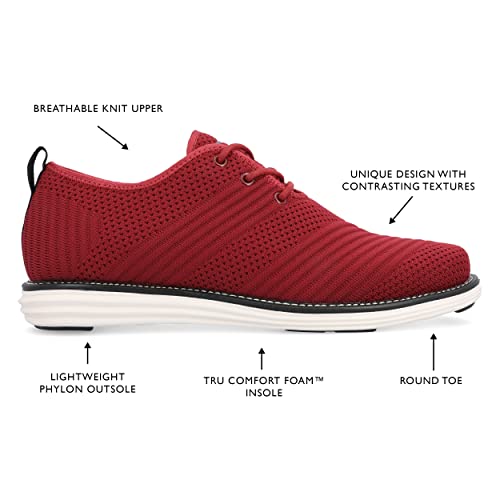 Vance Mens Novak Wide Width Tru Comfort Foam Knit Lace-up Round Toe Dress Shoe Red2