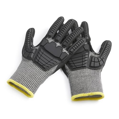 Amazon Basics Impact Protection Work Gloves - Cut Level A2, ANSI Level 4 Abrasion, Touchscreen Compatible, 15G Sandy Nitrile Palm, Small, 10 Pack, Black with Yellow Edge - image 3