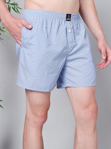 Image of Urban Scottish Men's Pack of 2 Cotton Printed Boxers with Side Pockets