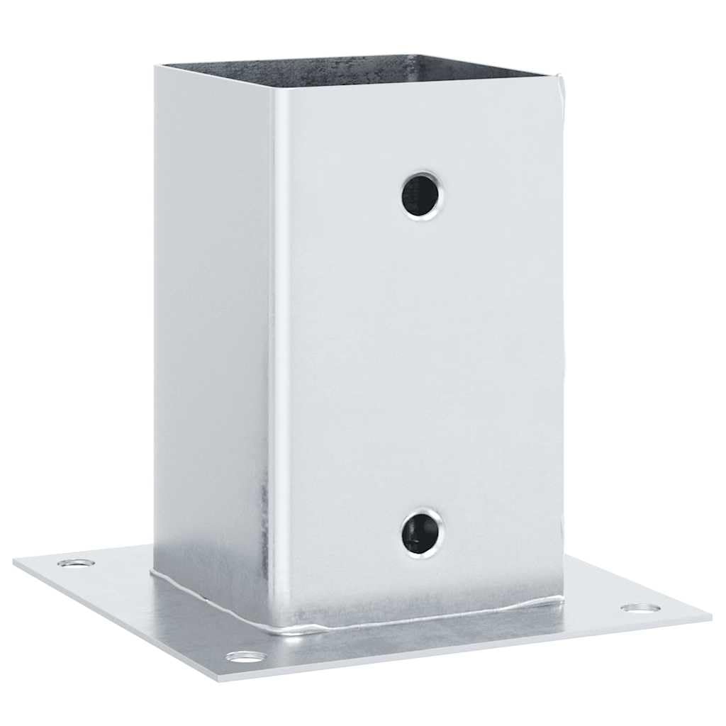 vidaXL Post Bases Square 12 pcs Silver 91x91 mm Galvanised Steel, Concrete Fence Base, Fence Post Base, Metal Post Holder, Deck Post Base