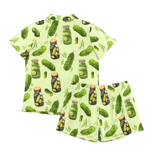 Pjs Womens Short Sleeve Button Down Pajamas Set Two-Piece Nightwear with Pockets2