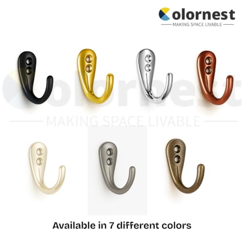 Image of 10 Pcs Premium Wall Hook - Antique Brass Finish | Heavy Duty Metal Hook for Hanging Coats, Bags, Towels & More