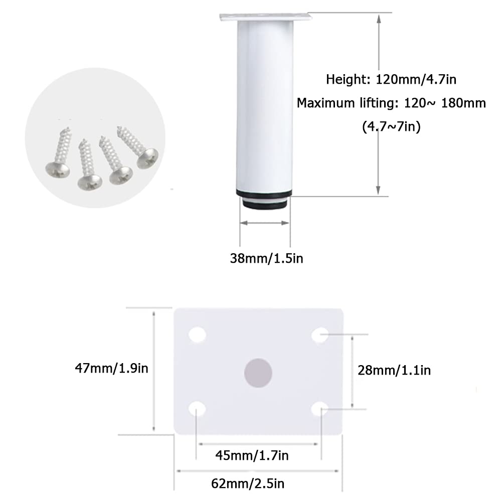 NWB 4 Pezzi Piedini per Mobili Inox Regolabili,Stile Moderno Gambe per Mobili,Ricambio Fai da Te per Credenze, Armadi, Divani, Poltrone, Ottomane