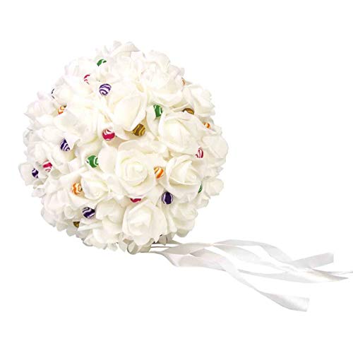 Ramo Artesanal Decorativo de Novia para Alfileres "Bouquet Blanco Roto". Complementos. Joyas y Bisutería. Regalos Originales. Detalles de Bodas, Comuniones, Bautizos. CC